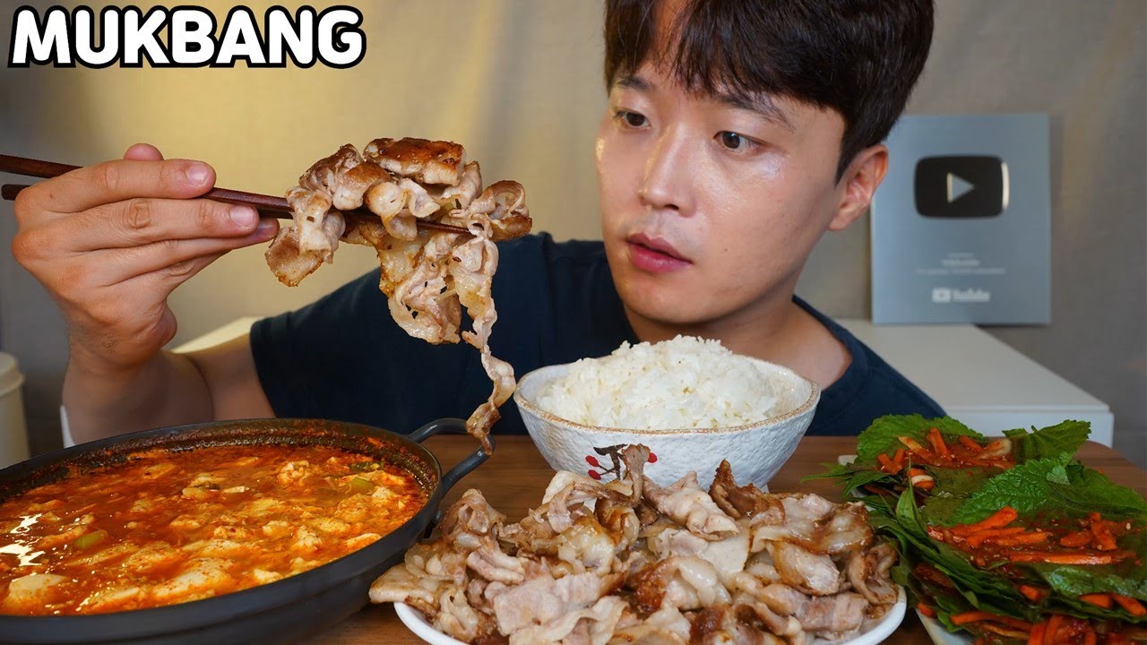 순두부찌개 대패삼겹살 깻잎김치 꿀조합 먹방  Sundubu-jjigae & Pork Belly & Kimchi MUKBANG ASMR REAL SOUND EATING SHOW