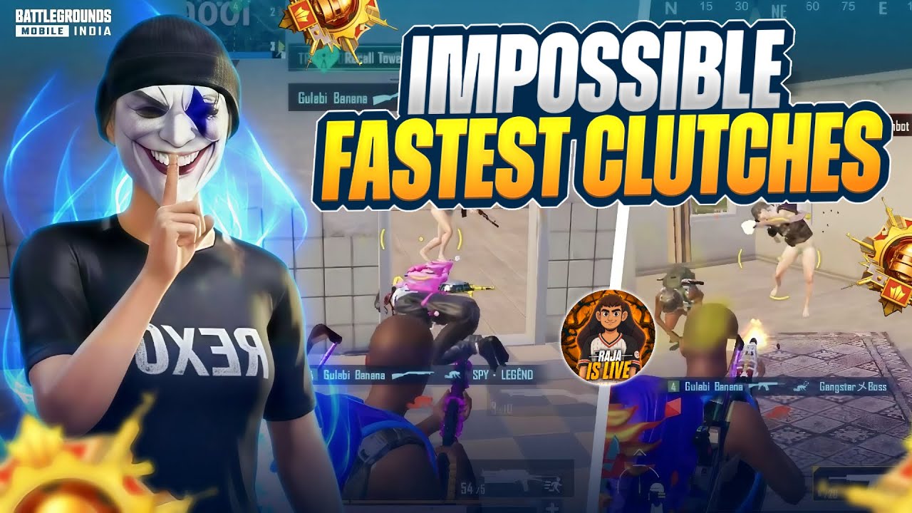 Never Seen Clutches Like This 🔥 RAJA Intense & Fastest 1v4 Clutches in Conqueror Lobby | BGMI