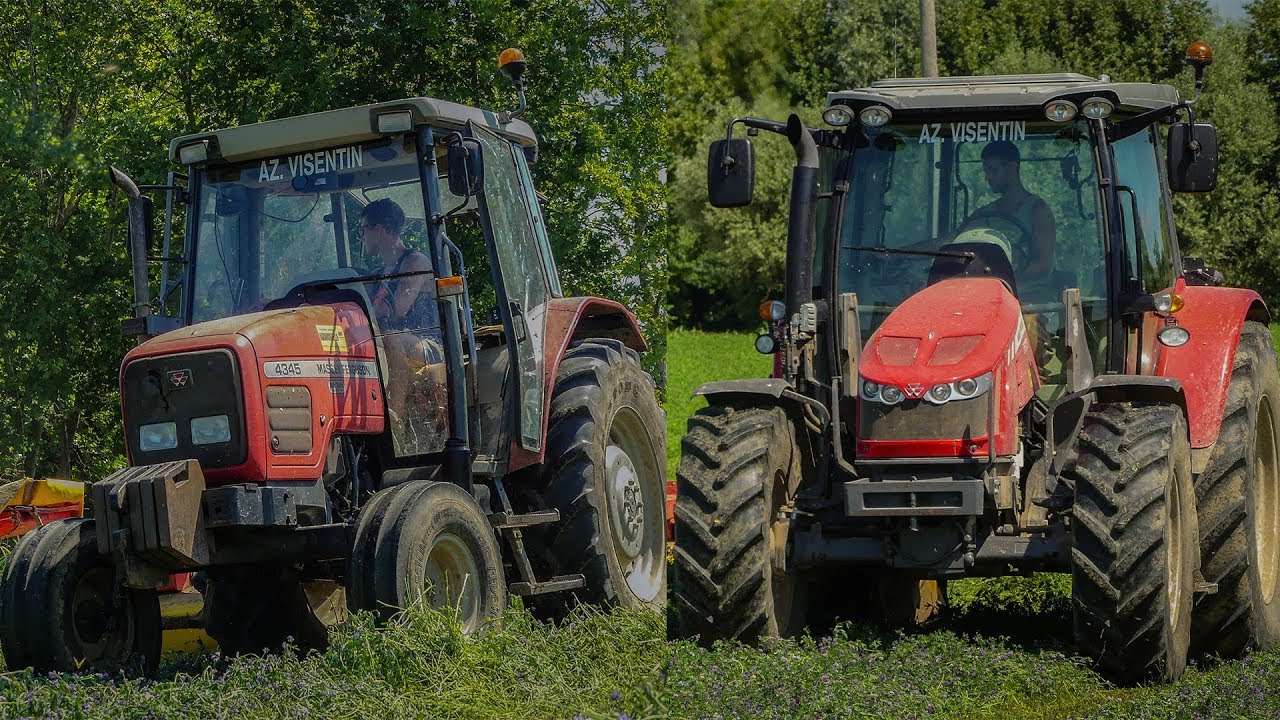 MASSEY FERGUSON 5613 & 4345 + 2xPÖTTINGER | Mowing Alfalfa | Az. Visentin | ᴴᴰ