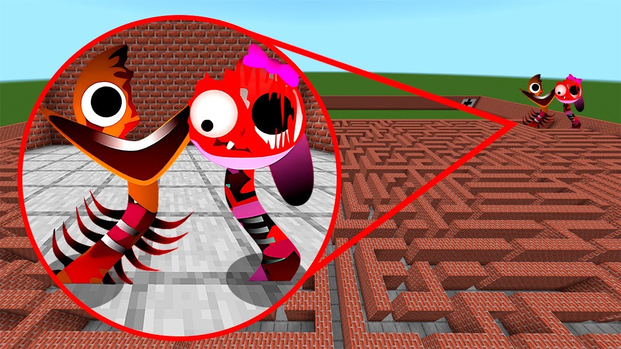 Incredibox Sprunki Brud and Pinki (Phase???) in Maze Gmod in Minecraft PE!