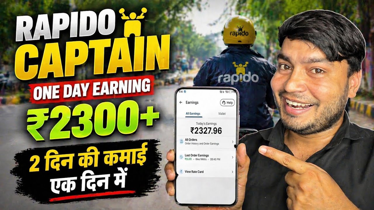Rapido Captain one Day earning ₹2300+ 😱 // 2 days earning in 1 day 💸