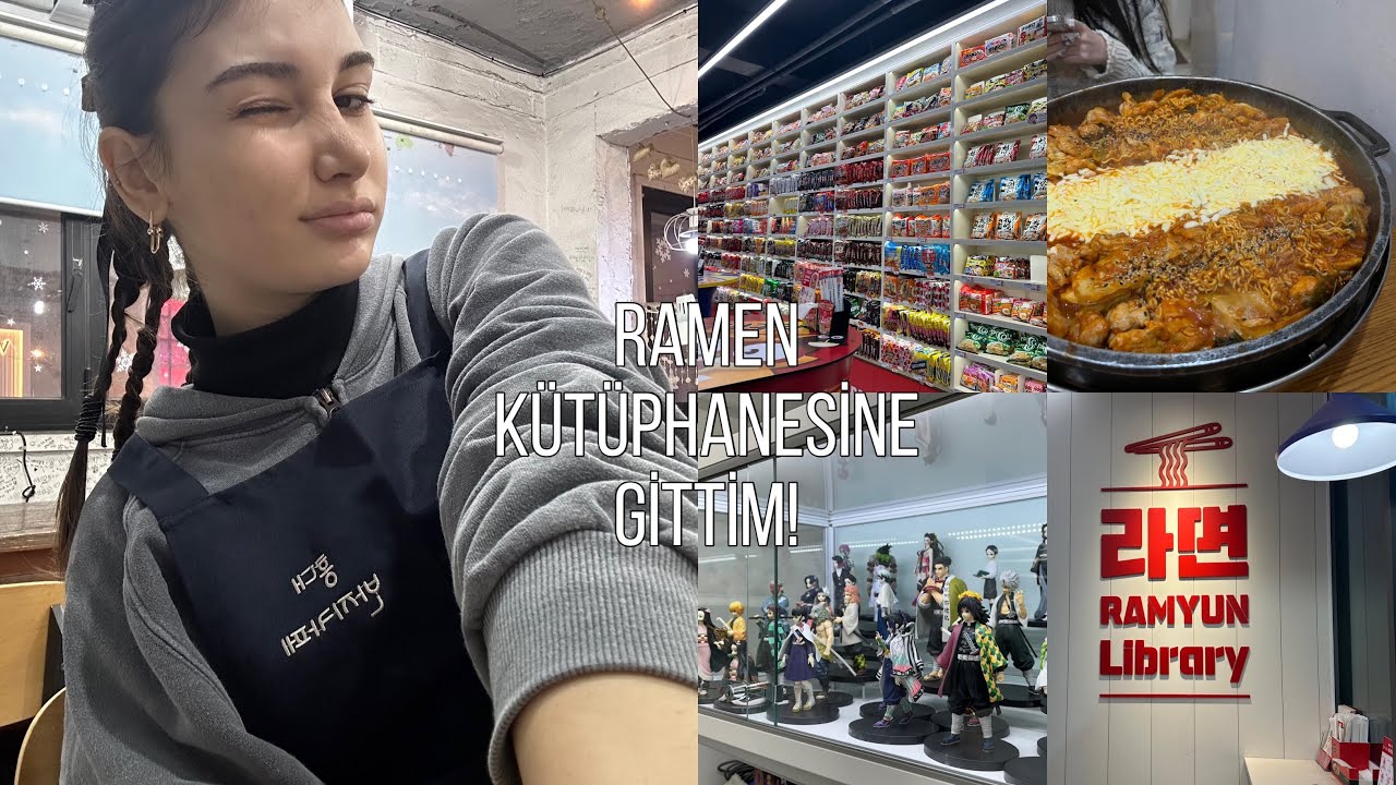 RAMEN KÜTÜPHANESİNE GİTTİM!🍜 Kolye yaptım👩🏻‍🔧 Dakgalbi yedim, Anime mağazası 📍#ilaydainseoul day-16