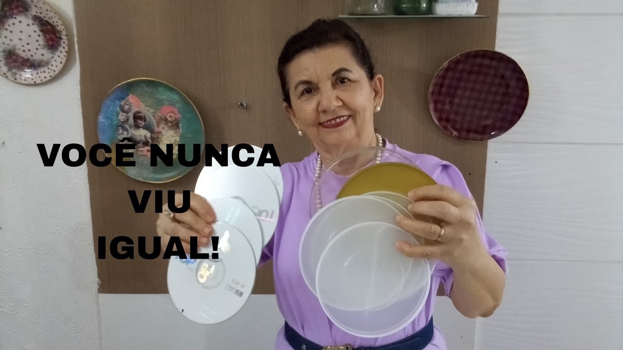 UAU !! TAMPAS  PLÁSTICAS +CDs RESULTADO INCRÍVEL/BY Socorro Rodrigues #diyNatalino 