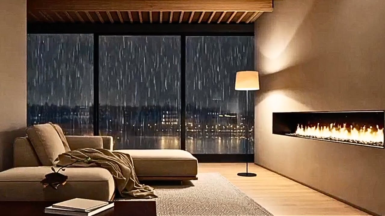 Rainy Night in a London Luxury Apartment | Deep Sleep Ambience
