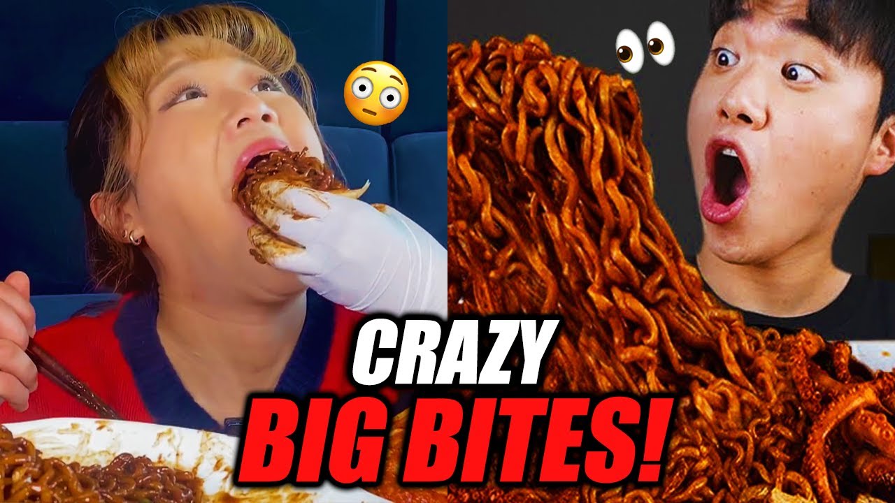 mukbangers doing insane BIG BITES