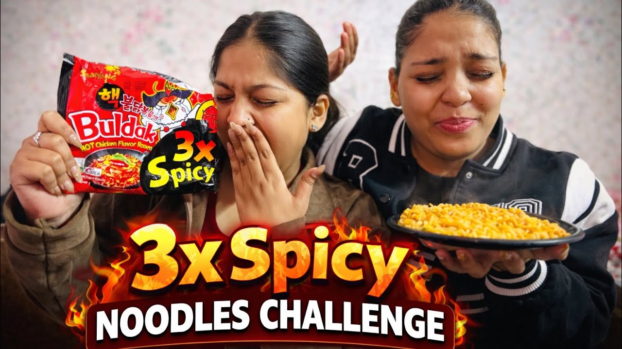 3X Spicy Noodles Challenge 🌶️🔥 | Aankhon Se Aansu Aa Gaye 😭#challenge #funny #viral #food 
