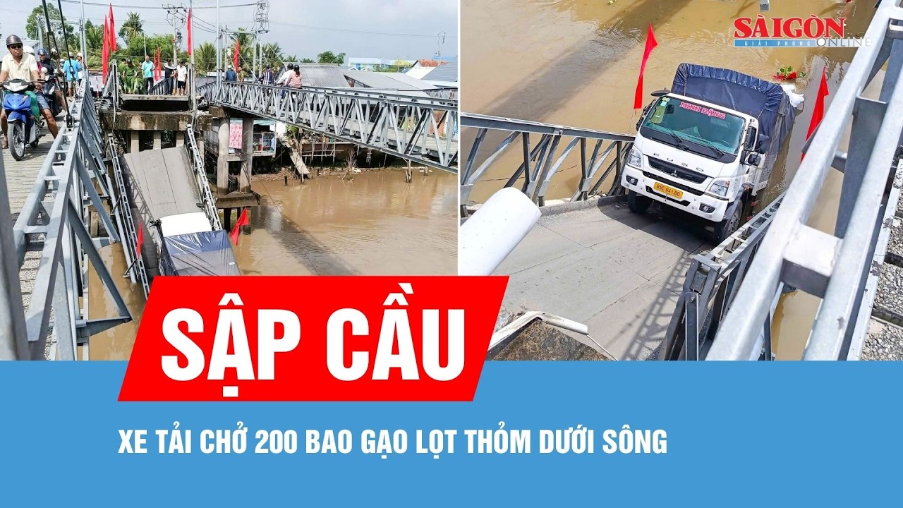 Cần Thơ: Xe tải chở gạo làm sập cầu trên tỉnh lộ