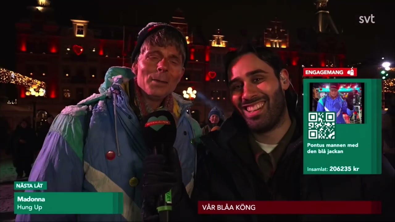 Pontus mannen med den blå jackan i Musikhjälpen 2024 i Sundsvall