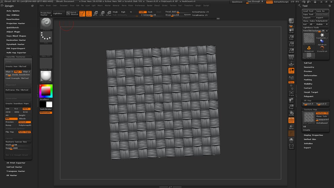 ZBrush 4R7 P3 -  'NanoTile Textures v1.4' Unofficial ZPlugin Tutorial