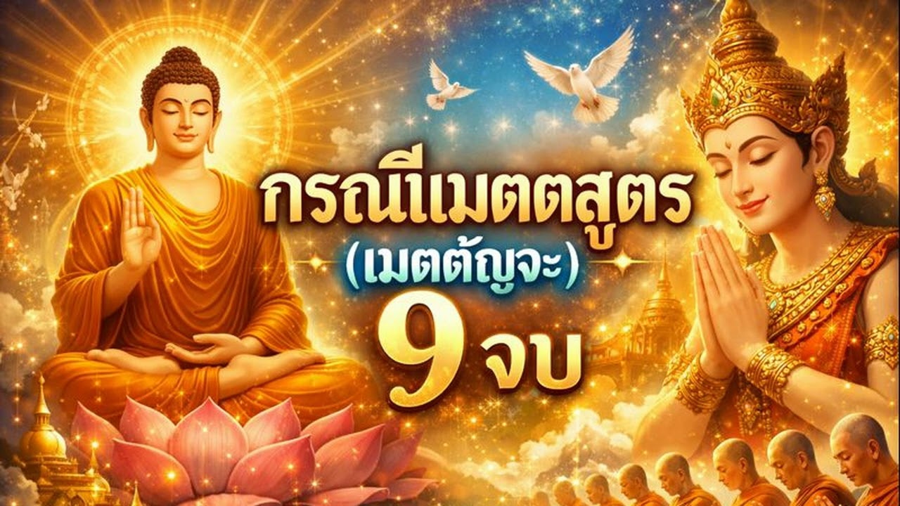เพลงสวดกรณียเมตตสูตร 9 จบ (เมตตัญจะ) หลับสบาย ไม่ฝันร้าย เทวดารักษา #เมตตา