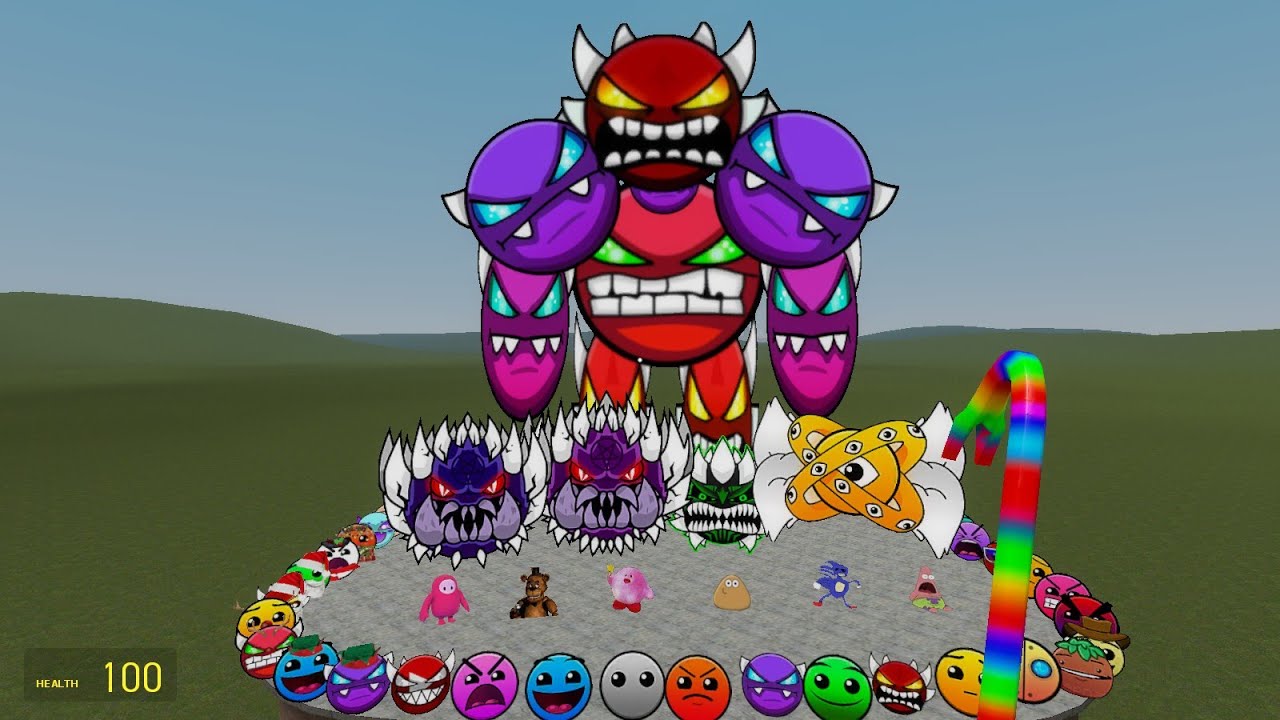 Lobotomy Dash and Geometry Dash Nextbots Family Chase me in Garry's Mod play gm_flatgrass
