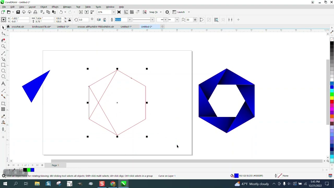 Corel Draw Tips & Tricks 3D shape with the Polygon tool 6 sides