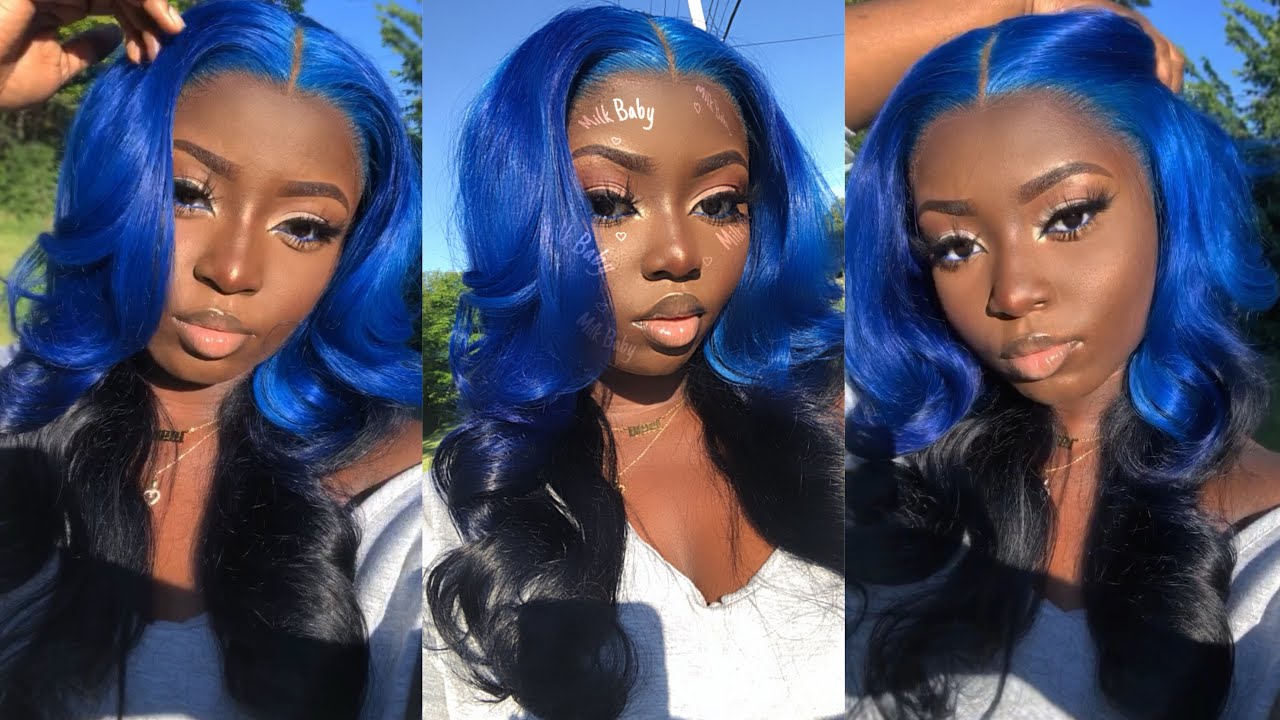 Arrogant Tae Inspired Blue Black Ombre Wig 💙🖤✨ | Ericka J. Hold Me Down Adhesive