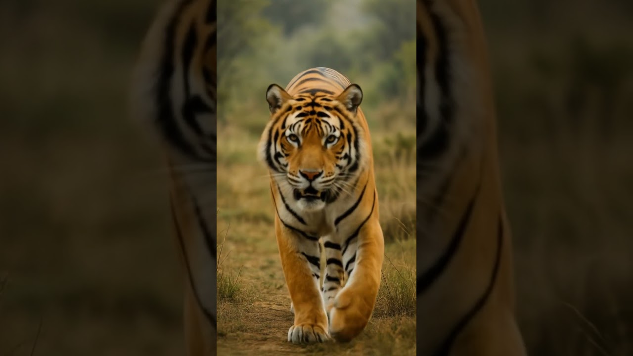 The Mighty Tiger Walks the Wild Alone 🐅🔥#Tiger #WildTiger #RealisticAnimal #TigerWalk