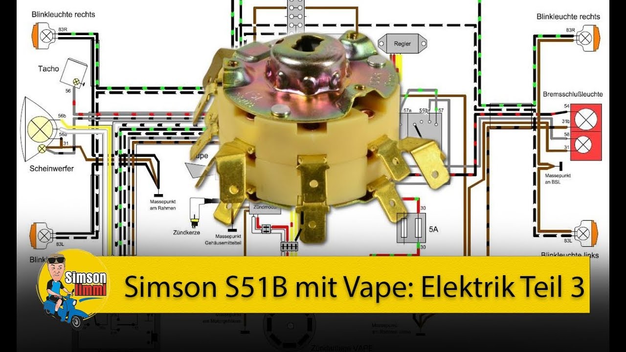 Simson S51 B mit Vape - Elektrik Teil 3 - das Zündschloss