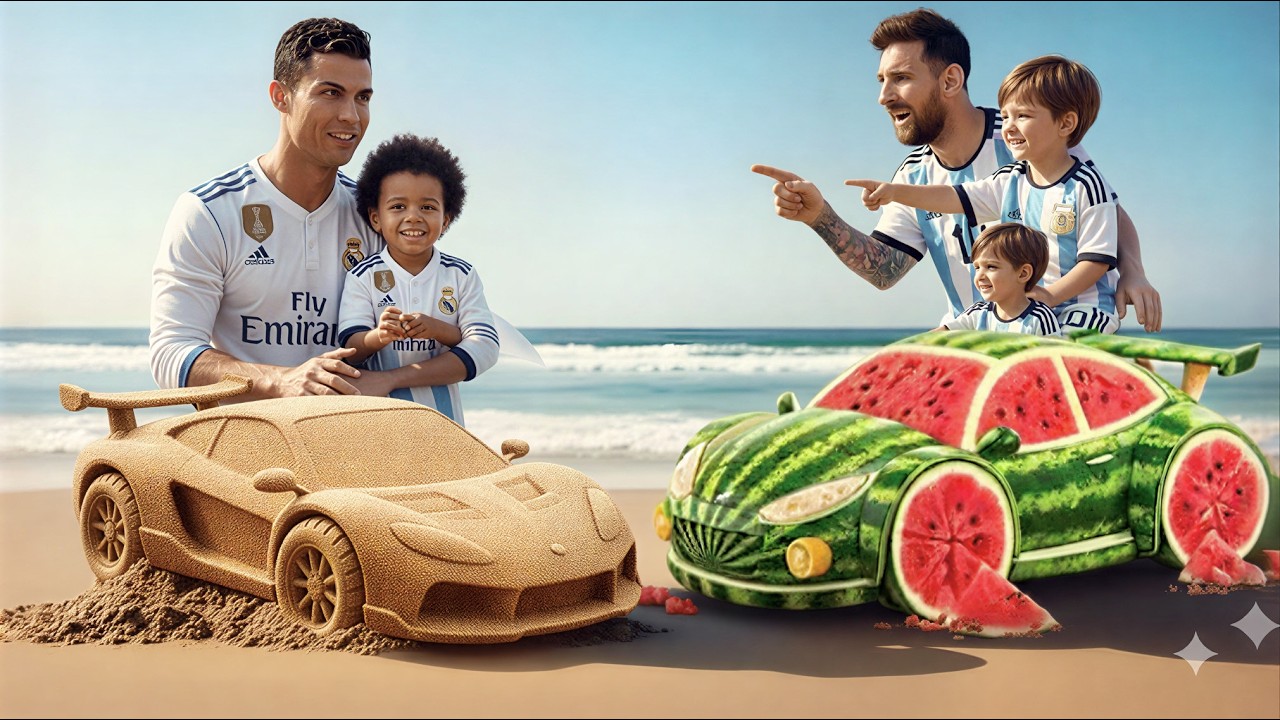 ⚽😂Ronaldo’s Funny Comeback | Messi vs Ronaldo Beach Car Challenge