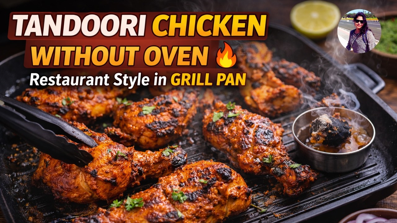 तंदूरी चिकन | How to Make Tandoori Chicken at Home Without Oven | Pan Grilled Recipe