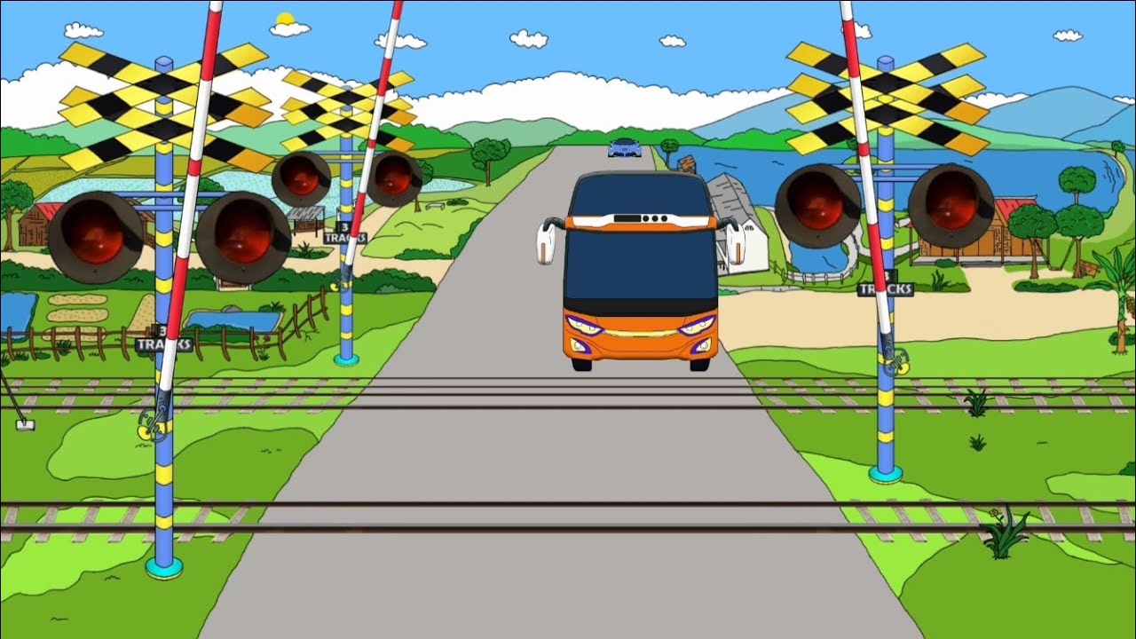 PALANG PINTU KERETA API 3 TRACKS DI KAMPUNG