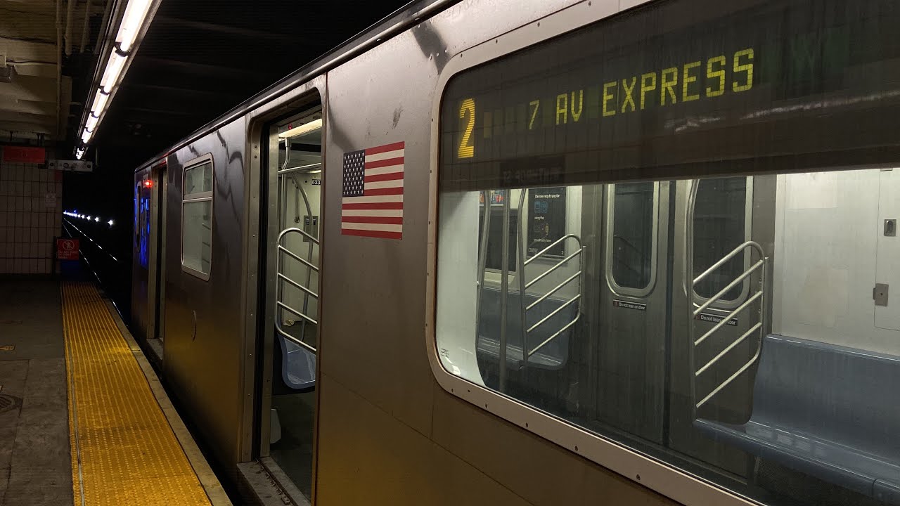 IRT Nostrand Ave Line: Manhattan and Flatbush Ave bound R142 (2) and (5) Trains @ Winthrop Street