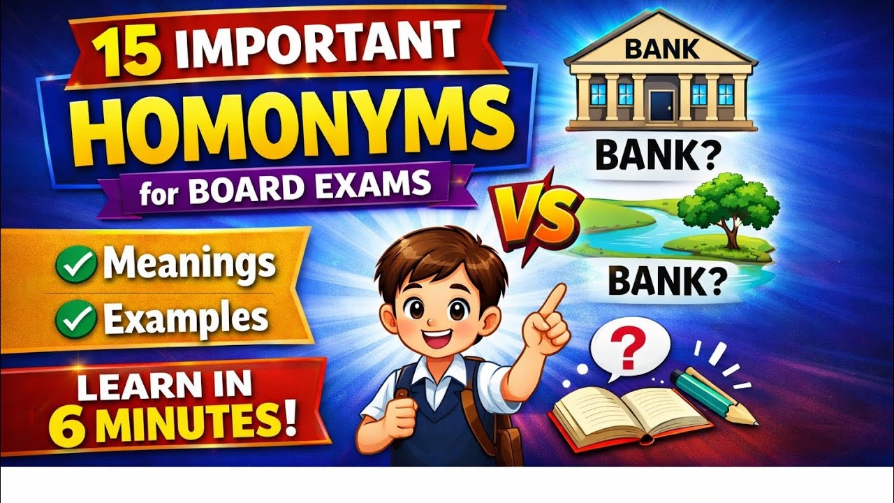 15 Important Homonyms| Part 6| for Board Exams | Meaning & Examples