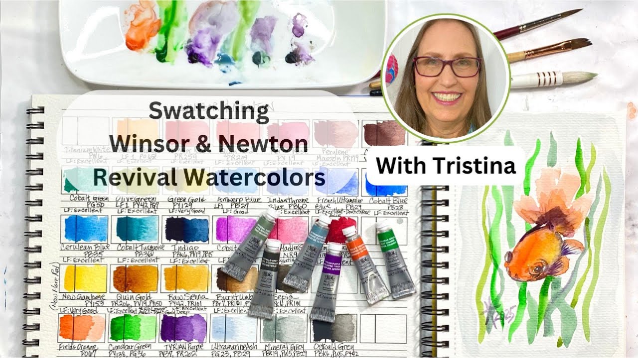 Обзор акварелей Winsor Newton Revival 🎨 #обзорыакварелей #образцы #goldfishart
