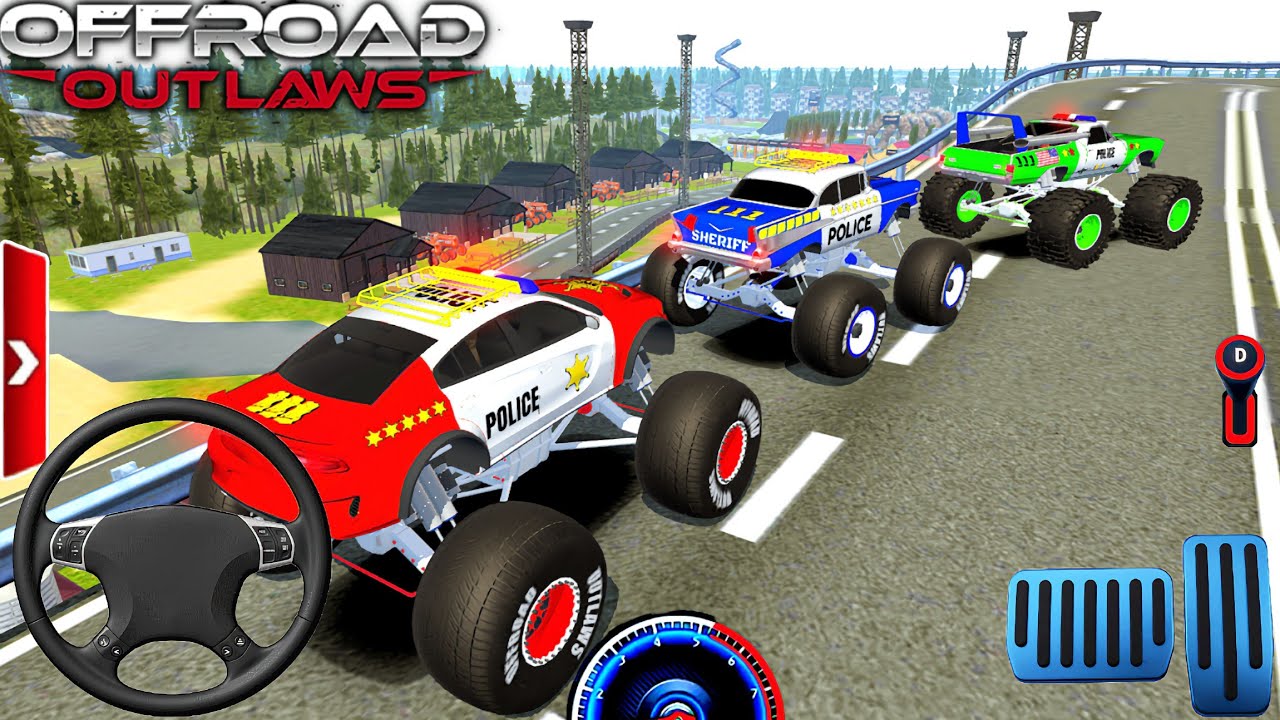 Juegos De Carros-Coche Ðe Policía Monstruo Fuera De La Carretera #1-Car Driving 60fps Gameplay.