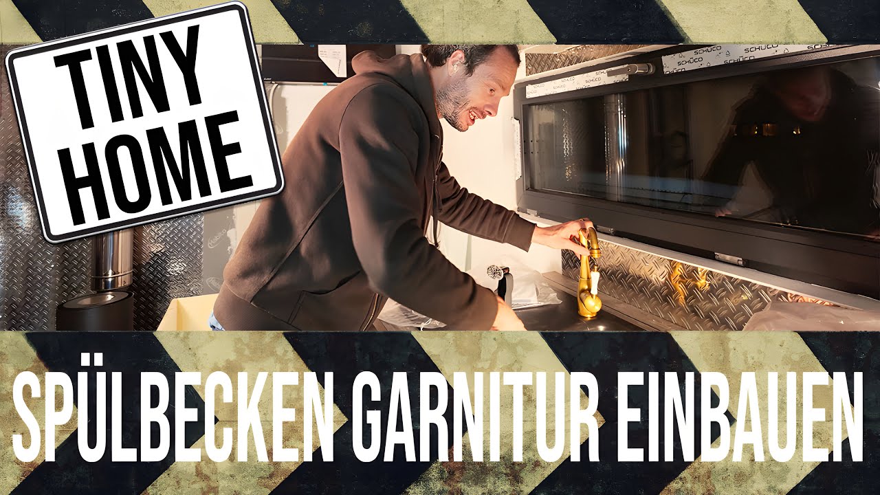 Edles Spülbecken und Kupfer Ganitur im Tiny Home einbauen - die Container Haus Küche wächst!