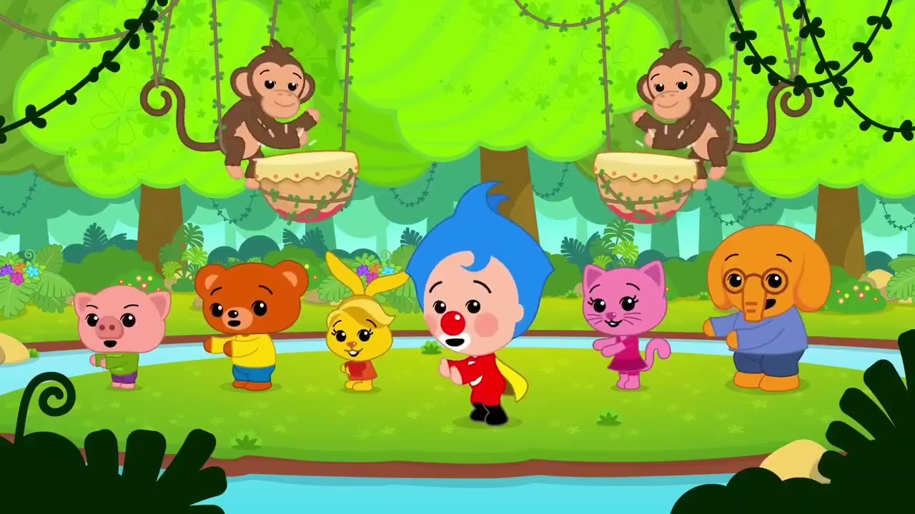 Plim and Friends Playing with Monkeys and Crocodile 