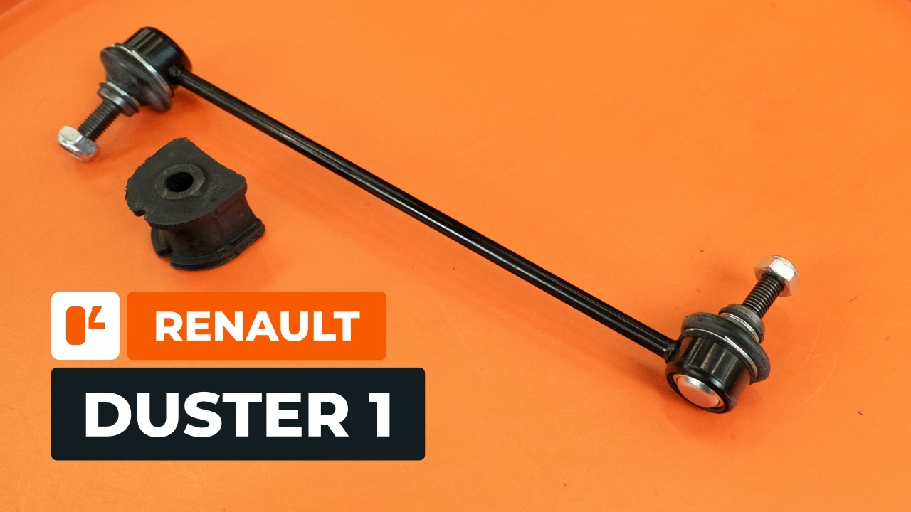 Kako zamenjati sprednje droge stabilizatorja in puše na avtu RENAULT DUSTER 1 [VIDEO VODNIK AUTODOC]