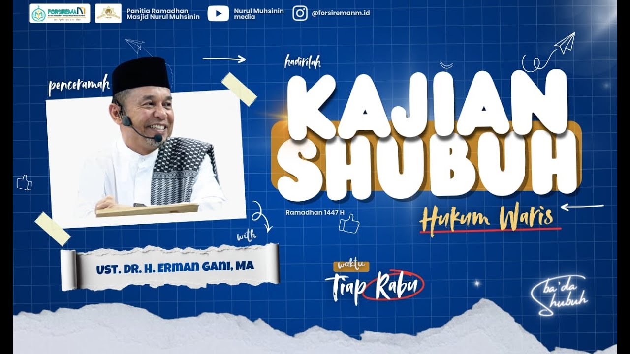 Hukum Waris || Kajian Ustadz Dr. H. Erman Gani, MA