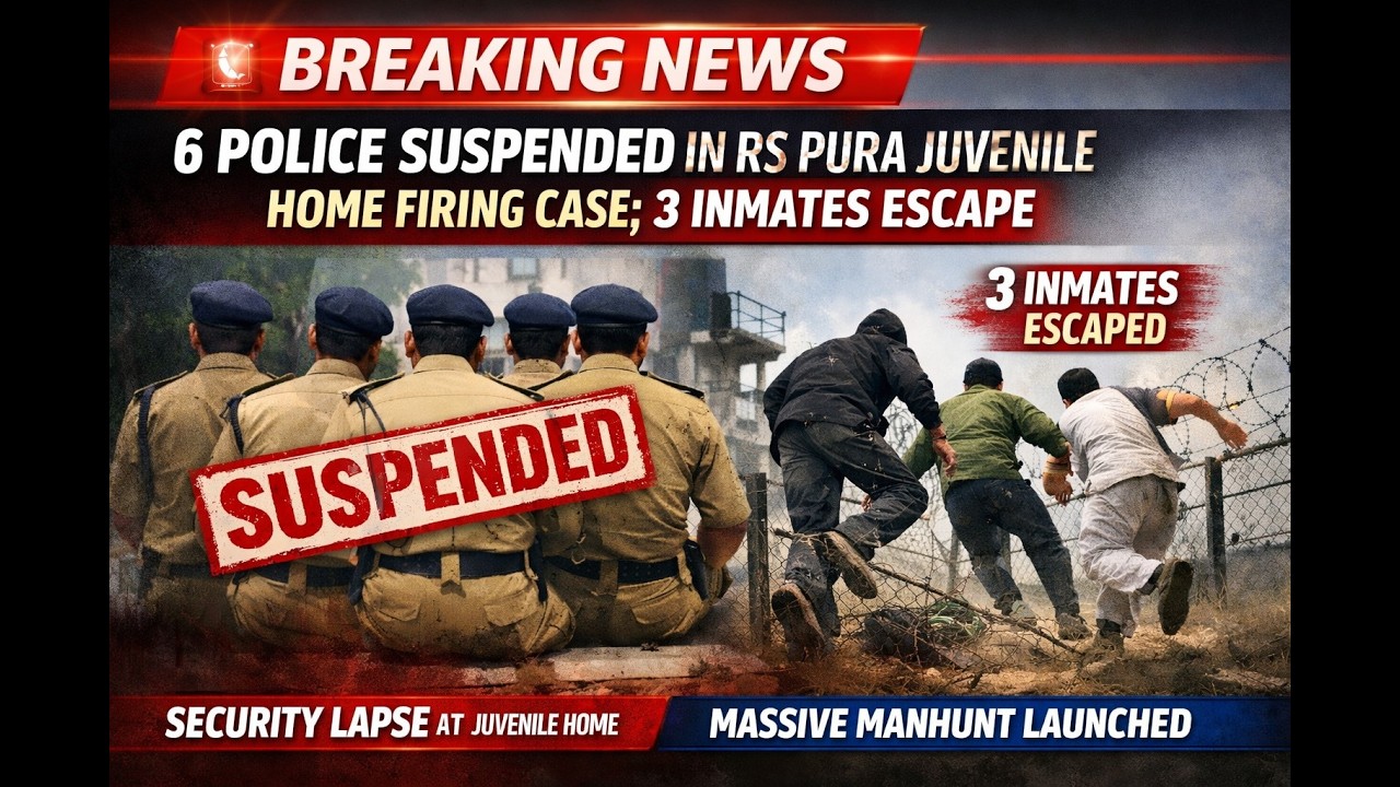 6 J&K Police Personnel Suspended After 3 Inmates Escape from RS Pura Juvenile Home