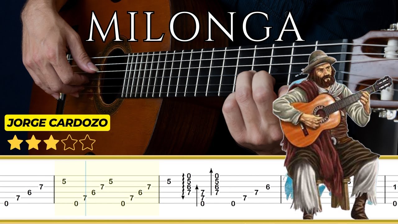 МИЛОНГА 🎸 - Хорхе Кардосо (НА ГИТАРЕ) | Ноты + Табы |