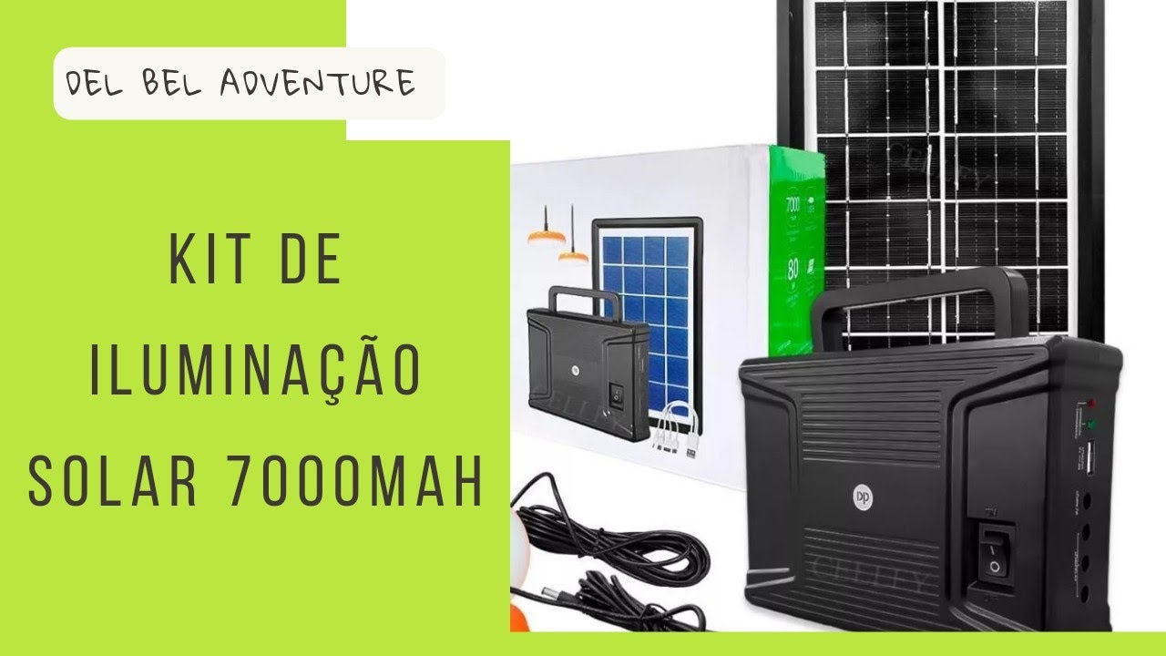 kit iluminação solar portátil 7000mAh para camping, emergência e residência - DP - 7709