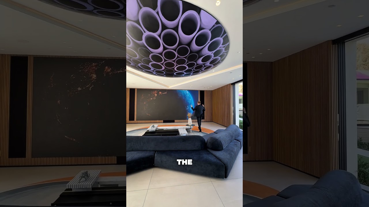 The screening room on a $100M Malibu Home! #nickarace #luxuryhomestour #mansiontour