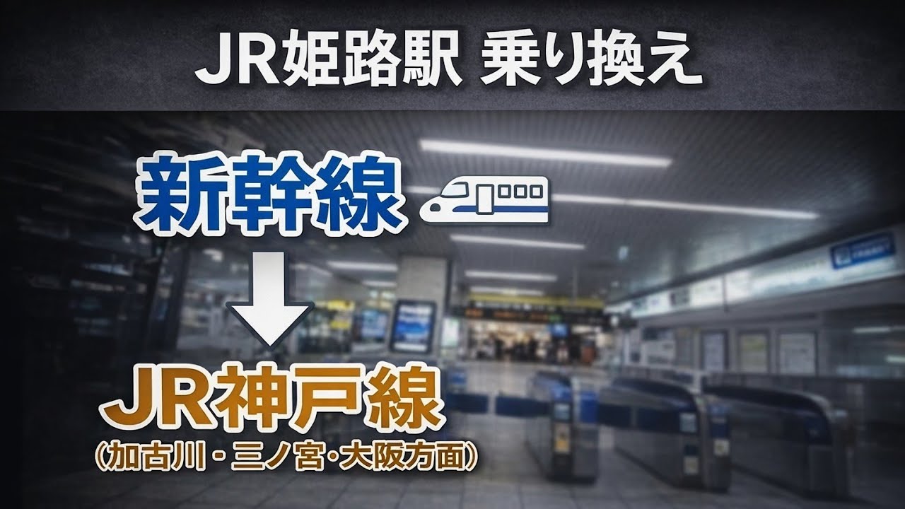 【姫路駅】新幹線から在来線（JR神戸線／加古川・三ノ宮・大阪方面）へ乗り換え