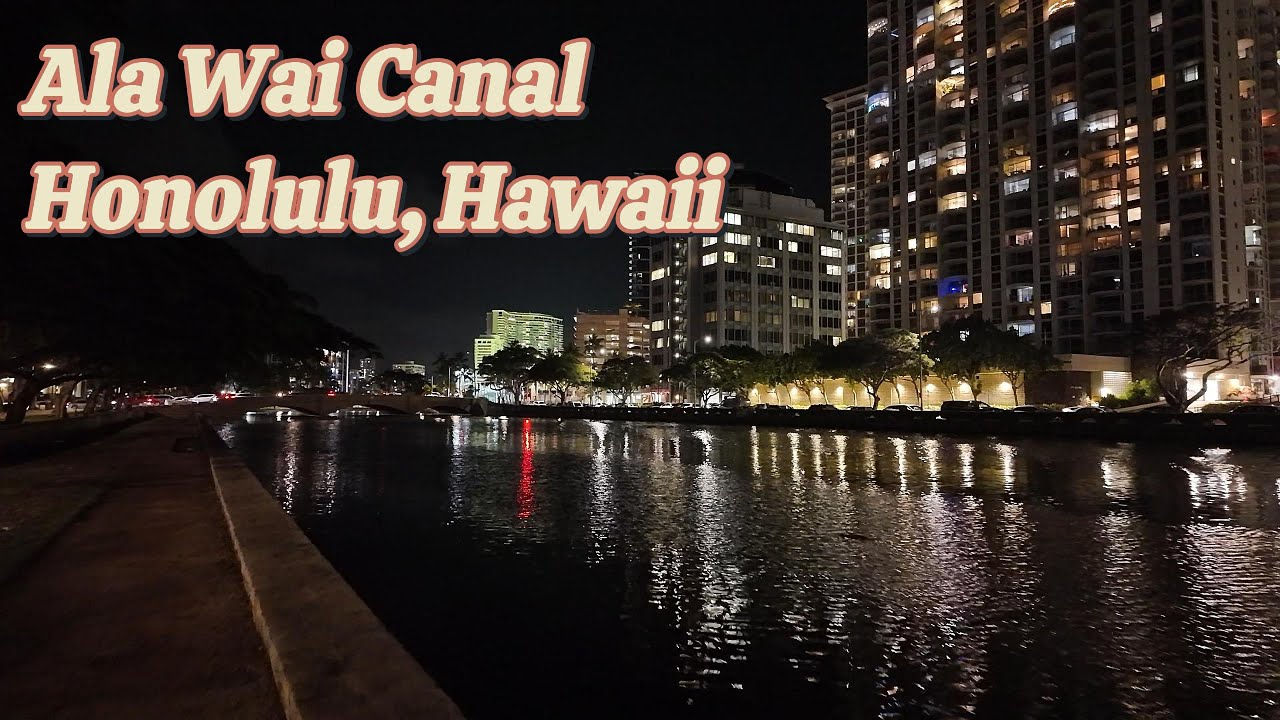 Waikīkī Night Walk Along Ala Wai Canal – City Lights & Urban Life (May 2025)