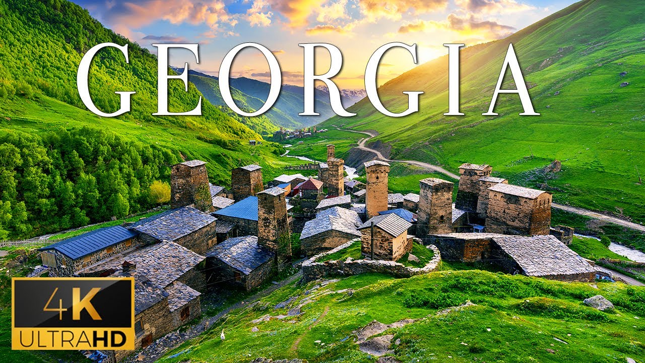 FLYING OVER GEORGIA (4K Video UHD) - Relaxing Music With Stunning Beautiful Nature Film For Reading