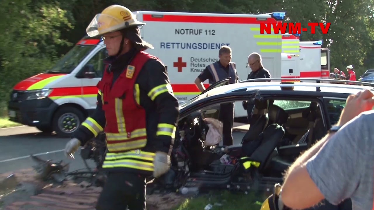 2019 08 23 Haselünne PKW frontal vor Wohnmobil NWM TV