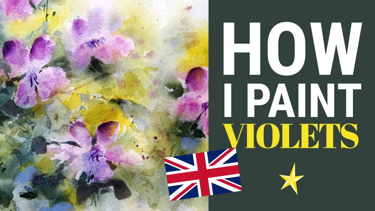 Painting violets in watercolor - ENGLISH VERSION