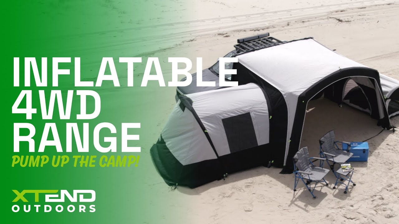 Pump up the camp! The Xtend Inflatable 4WD Awning gives you a huge covered space in moments!