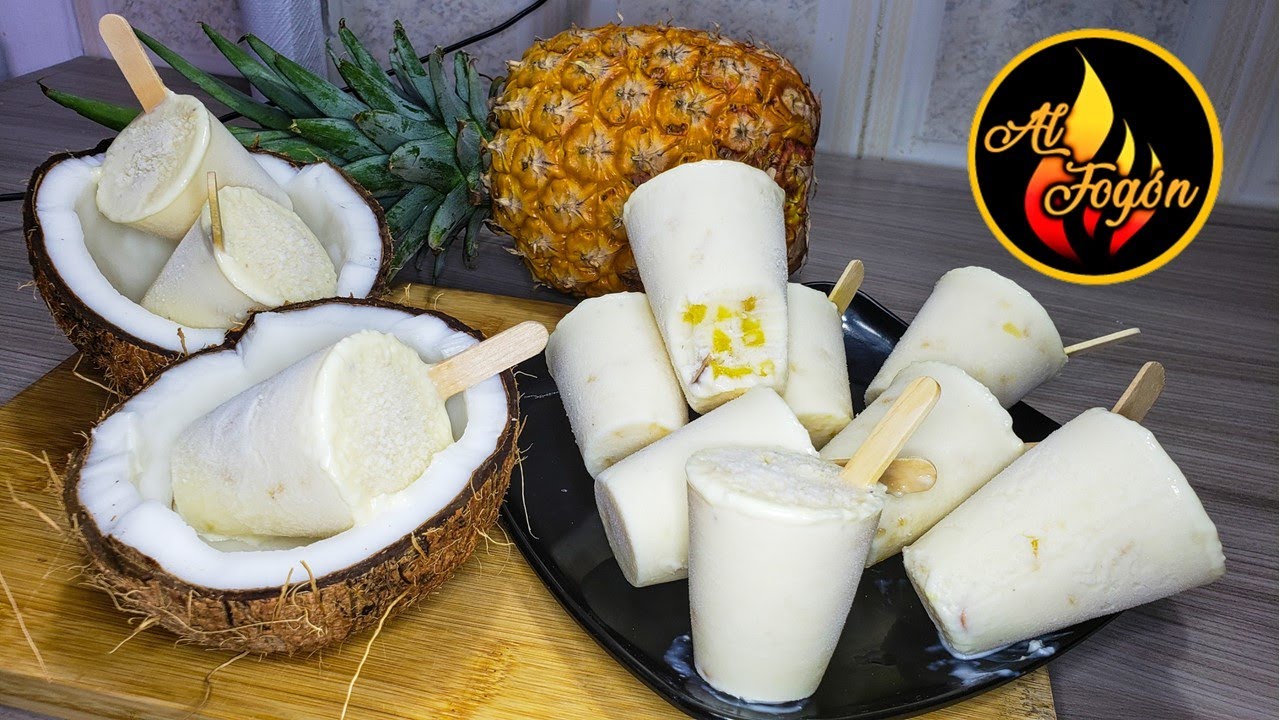 Como hacer helados de coco y piña - helados de coco y piña - helados de coco