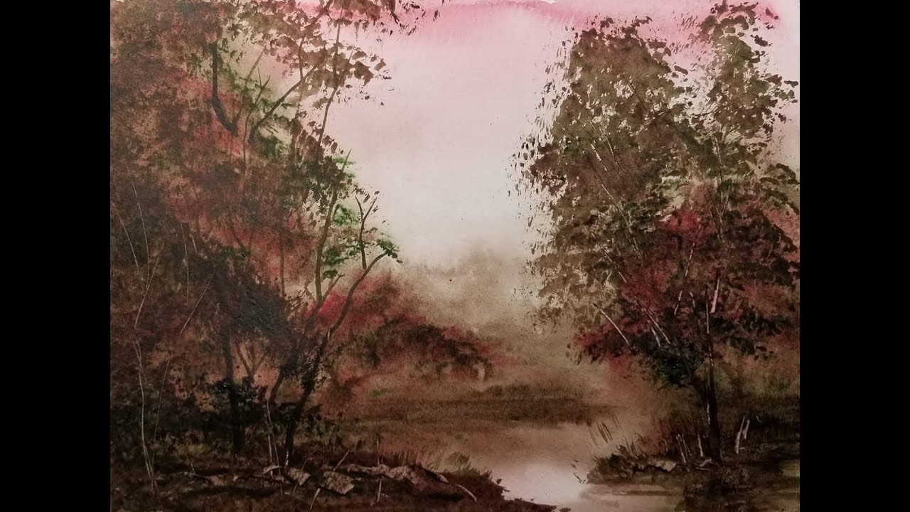 Beginner Watercolor Landscape Tutorial: Fast and Loose Painting with just Alizarin and Sap Green