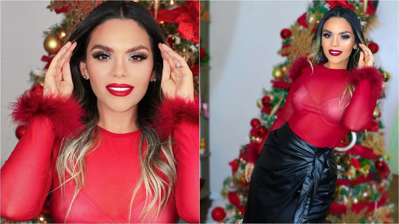MAQUILLAJE OUTFIT Y PEINADO PARA LA CENA DE NAVIDAD- TUTORIAL PASO A PASO FACIL Y RAPIDO.