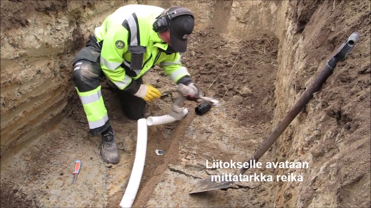 Salaojituksen toteutus - erityyppisi&auml; liitoskappaleita