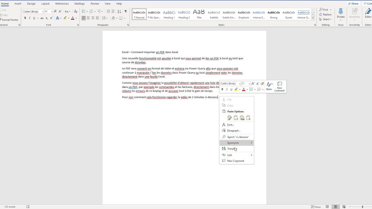Microsoft 365 - How to use the translate function in Word