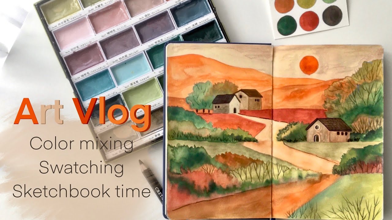 Art Vlog - Color Mixing - Swatching + Sketchbook Time.