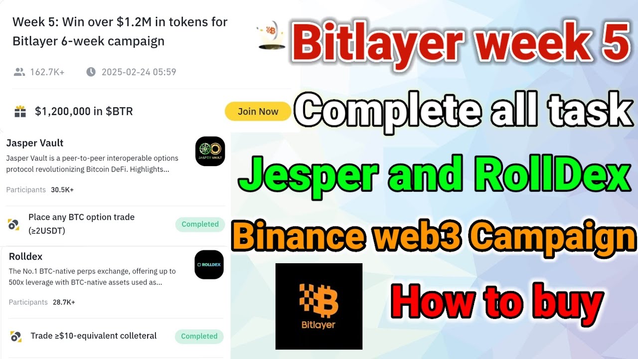 Bitlayer week 5 kibabe complete korbo Jasper and Rolldex task complete Bitlayer btc kibabe kinbo?