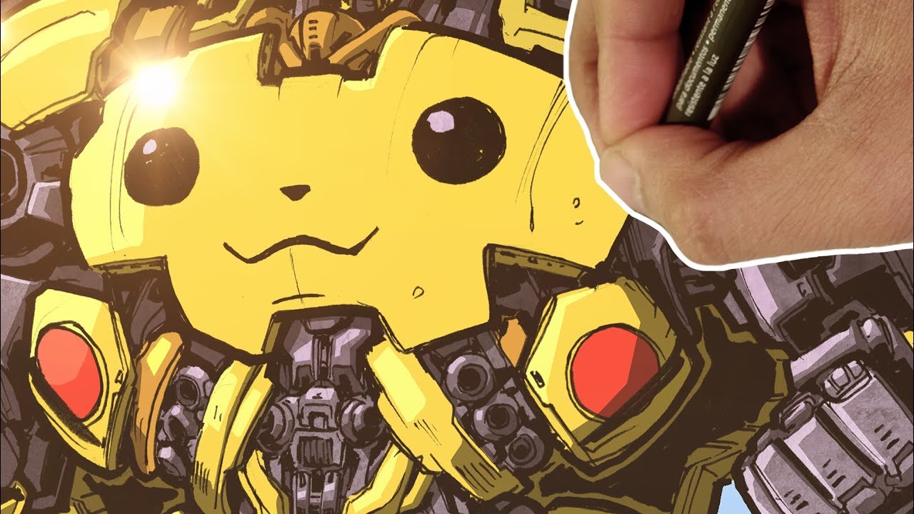 COMBINING PIKACHU & TRANSFORMERS BUMBLEBEE! CHARACTER MASHUP ART CHALLENGE!