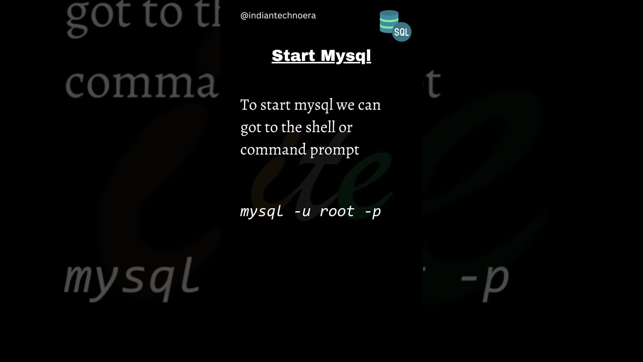13  Start Mysql #sql #shorts #indiantechnoera