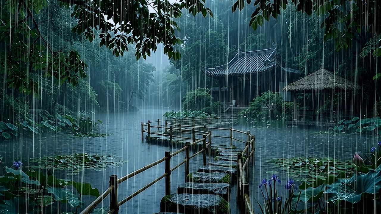Rain Sounds for Insomnia, Deep Sleep | Soft Rain on Forest Lake | ASMR Rain Sounds